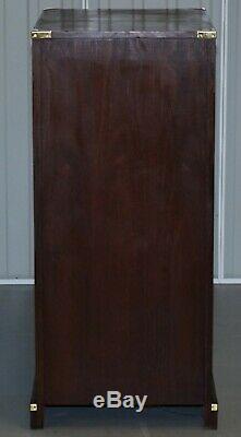 Large Military Campaign Three Drawer Filing Cabinet Mahogany Satinwood Lined