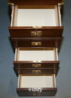 Large Military Campaign Three Drawer Filing Cabinet Mahogany Satinwood Lined