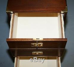 Large Military Campaign Three Drawer Filing Cabinet Mahogany Satinwood Lined