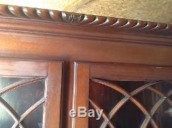 Large Solid Mahogany Federal Chippendale Style Fretwork China Cabinet