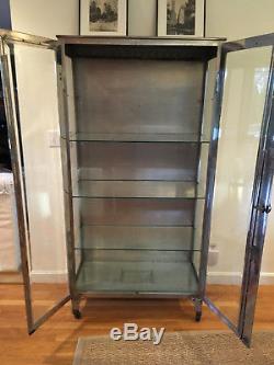 Large Stainless Steel, Chrome & Glass Medical Industrial Display Cabinet