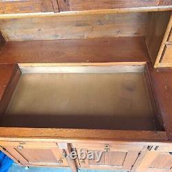 Large Stunning Antique Oak Hoosier With Cooper Sink