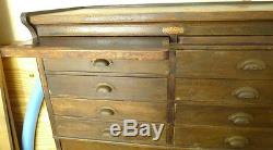 Large Wood Antique Jessen & Rosberg WATCHMAKERS CABINET 16 Drawers