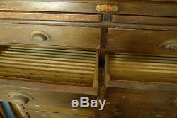 Large Wood Antique Jessen & Rosberg WATCHMAKERS CABINET 16 Drawers