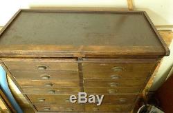 Large Wood Antique Jessen & Rosberg WATCHMAKERS CABINET 16 Drawers