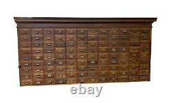 Late 1800s Apothecary Card Catalog Wood Cabinet