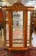 Late 19th Century Tiger Oak Reniassance Revival Carved Curio China Cabinet