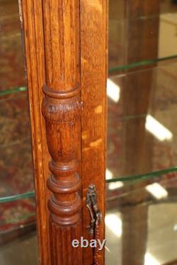 Late 19th Century Tiger Oak Reniassance Revival Carved Curio China Cabinet