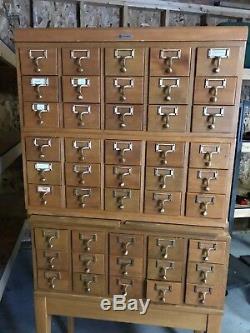 Library Bureau File Card Catalog Cabinet 45 Drawers Original Wood Excellent