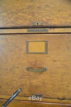 Library Bureau Solemakers Antique Oak 3 Section 12 Drawer File Cabinet