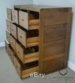 Library Bureau Solemakers Antique Oak 3 Section 12 Drawer File Cabinet