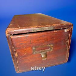 Library Bureau Solemakers Card Catalogue One Draw Wood Brass Vintage READ / SEE