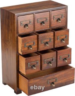 Library Card Catalog Solid Wood Small Curio Cabinet L Retro Storage Organizer Ap