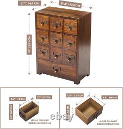 Library Card Catalog Solid Wood Small Curio Cabinet L Retro Storage Organizer Ap