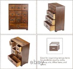 Library Card Catalog Solid Wood Small Curio Cabinet L Retro Storage Organizer Ap