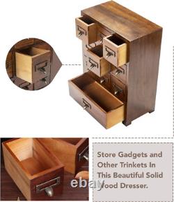 Library Card Catalog Solid Wood Small Curio Cabinet L Retro Storage Organizer Ap