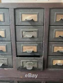 Library Card Catalogue Cabinet 52 drawer industrial file catalog wood and metal