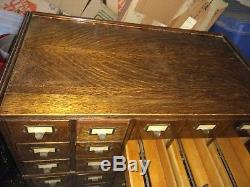 Library File Card Catalog Cabinet 45 Drawers Original Wood Casters EXCD