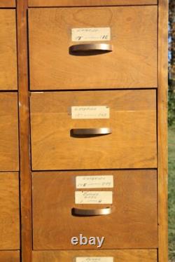 Library card catalog Vintage apothecary file Cabinet antique wood drawer office