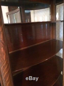 Lions Head Quarter Sawn Oak Curved Glass China Cabinet