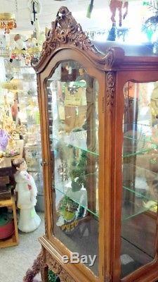 Liquidation SALE French style Carved Cabinet Vitrine Ornate Curio ca. 1950s 60s