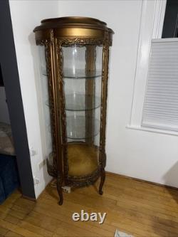 Louis XV Style Gold Tone Painted Illuminated Curio Cabinet, Late 20th Century