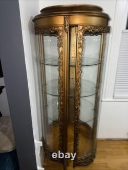 Louis XV Style Gold Tone Painted Illuminated Curio Cabinet, Late 20th Century