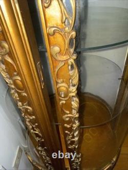 Louis XV Style Gold Tone Painted Illuminated Curio Cabinet, Late 20th Century