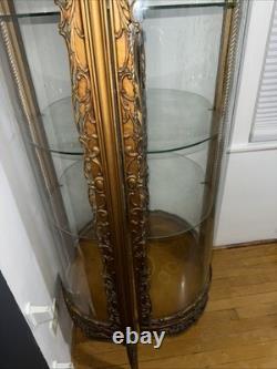 Louis XV Style Gold Tone Painted Illuminated Curio Cabinet, Late 20th Century