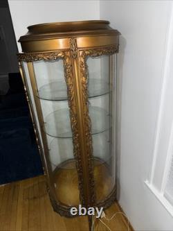 Louis XV Style Gold Tone Painted Illuminated Curio Cabinet, Late 20th Century