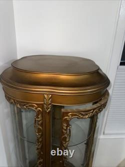 Louis XV Style Gold Tone Painted Illuminated Curio Cabinet, Late 20th Century