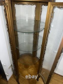 Louis XV Style Gold Tone Painted Illuminated Curio Cabinet, Late 20th Century