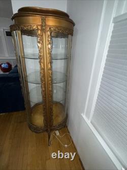 Louis XV Style Gold Tone Painted Illuminated Curio Cabinet, Late 20th Century