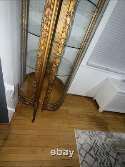 Louis XV Style Gold Tone Painted Illuminated Curio Cabinet, Late 20th Century