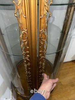 Louis XV Style Gold Tone Painted Illuminated Curio Cabinet, Late 20th Century