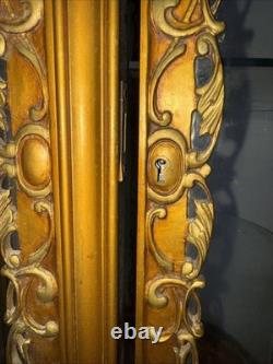 Louis XV Style Gold Tone Painted Illuminated Curio Cabinet, Late 20th Century