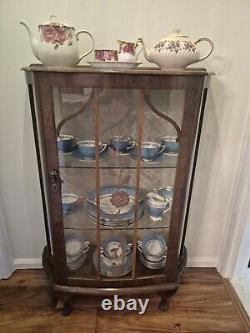 Lovely Antique Rose China Cabinet with Curved Glass Door