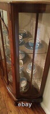 Lovely Antique Rose China Cabinet with Curved Glass Door