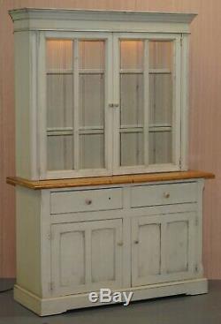 Lovely Vintage Farmhouse Country Welsh Dresser Bookcase With Built In Lights