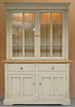 Lovely Vintage Farmhouse Country Welsh Dresser Bookcase With Built In Lights