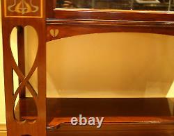 Magnificent 1900 English Art Nouveau Inlaid Mother Of Pearl Cabinet