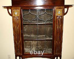 Magnificent 1900 English Art Nouveau Inlaid Mother Of Pearl Cabinet