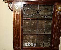 Magnificent 1900 English Art Nouveau Inlaid Mother Of Pearl Cabinet