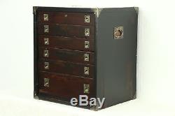 Mahogany Antique Campaign Collector File or Cabinet, Jewelry Chest