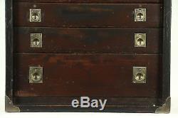 Mahogany Antique Campaign Collector File or Cabinet, Jewelry Chest