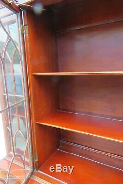 Mahogany Carved Two Part Breakfront China Closet Display Cabinet 9827