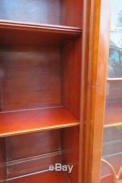 Mahogany Carved Two Part Breakfront China Closet Display Cabinet 9827