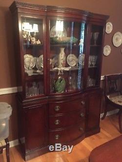Mahogany Duncan Phyfe Curved Glass Breakfront China Cabinet by Drexel