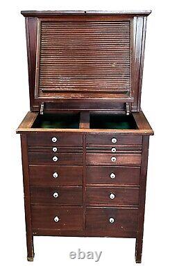 Mahogany Genothalmic Cabinet by General Optical Co Roll Top Medical Work Desk