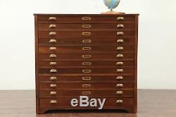 Map Chest, Antique 12 Drawer Drawing File or Collector Cabinet #29061